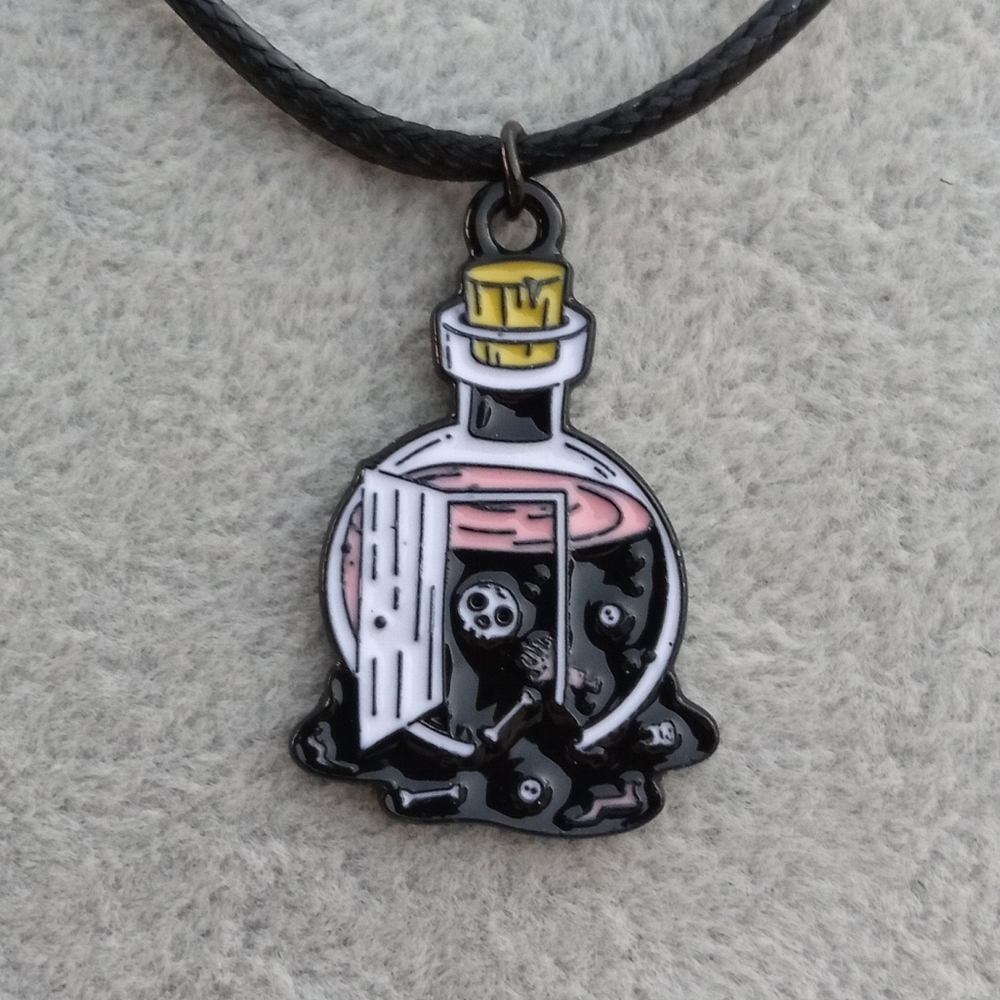 2/$10 Black and Pink Potion Bottle Pendant Necklace